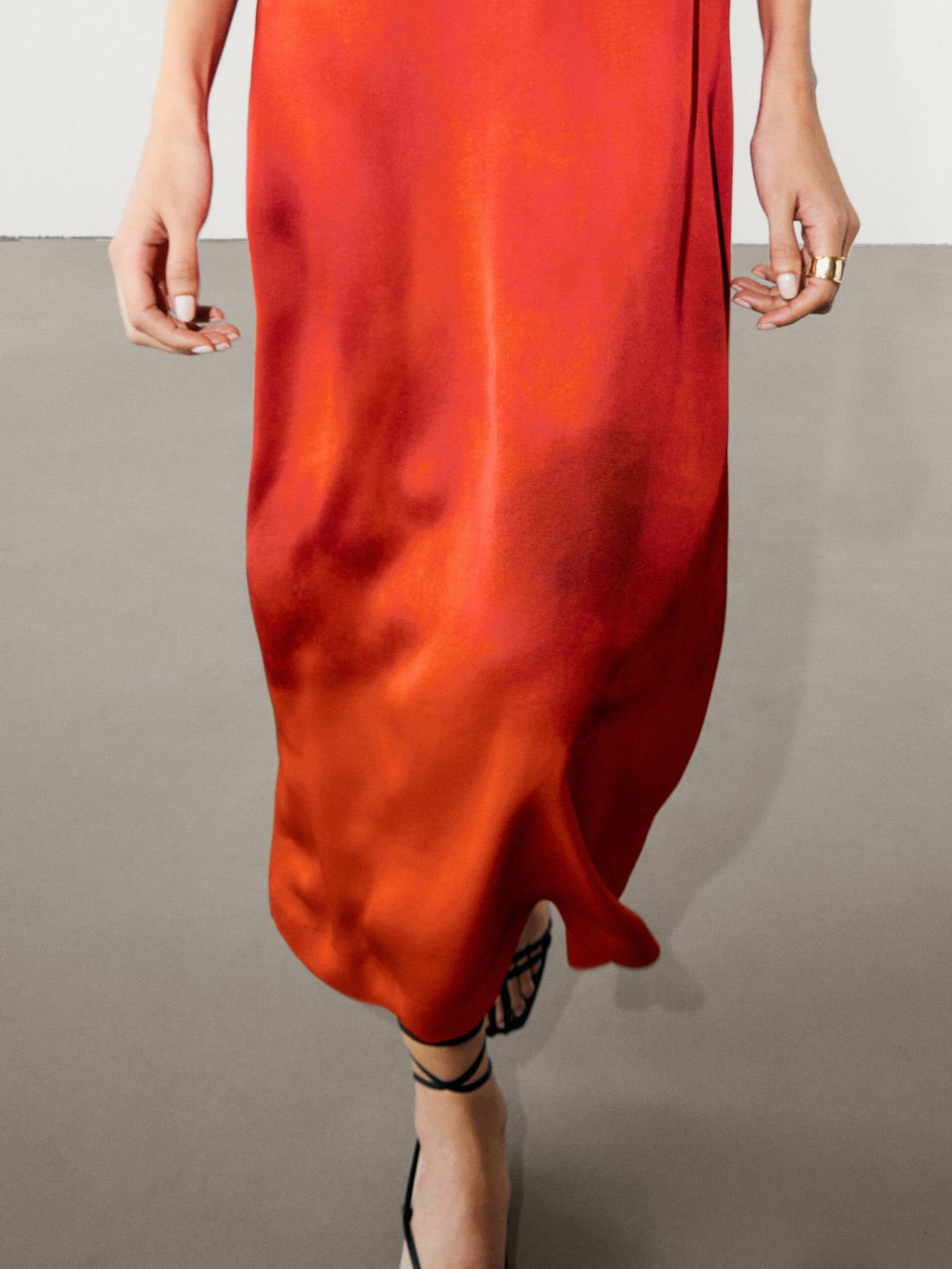 Massimo Dutti Ombré Print Midi Women Dress Red | US-CN9207485