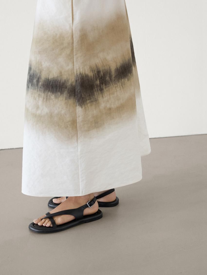 Massimo Dutti Ombré Printed Midi Women Skirts Cream / Khaki / Black | US-KX5017642