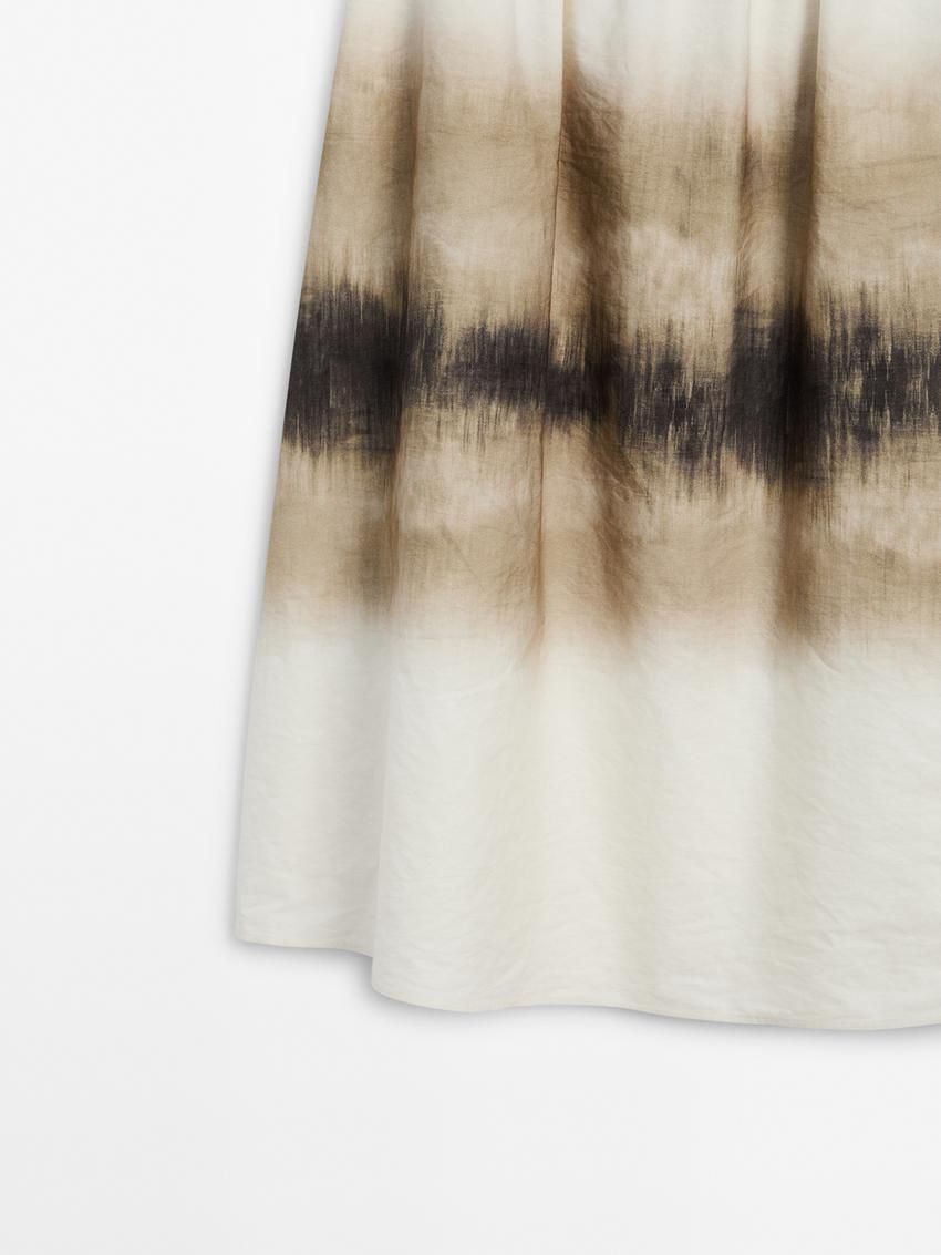 Massimo Dutti Ombré Printed Midi Women Skirts Cream / Khaki / Black | US-KX5017642