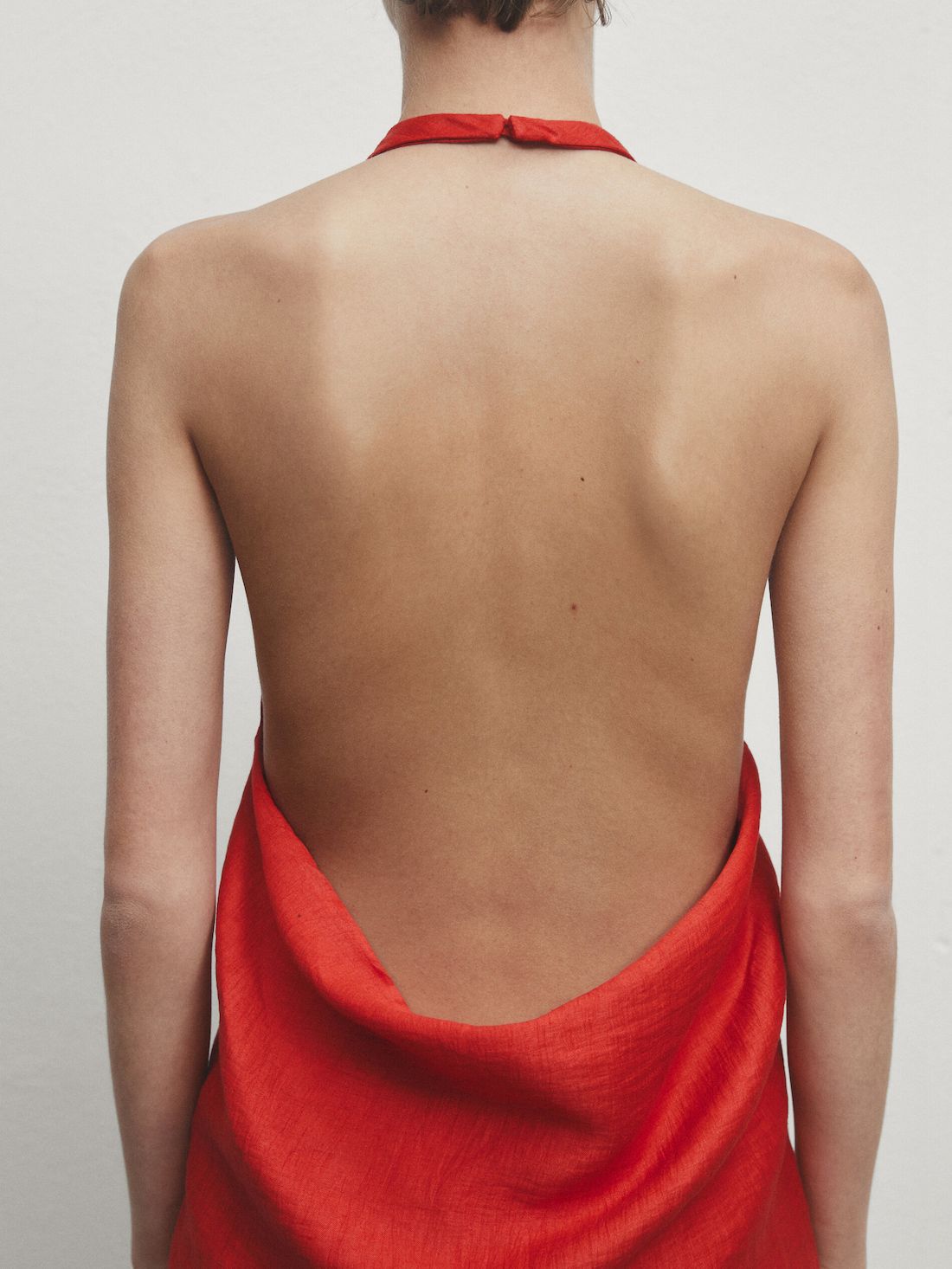 Massimo Dutti Open Back Halter Women Top Red | US-LQ7954032