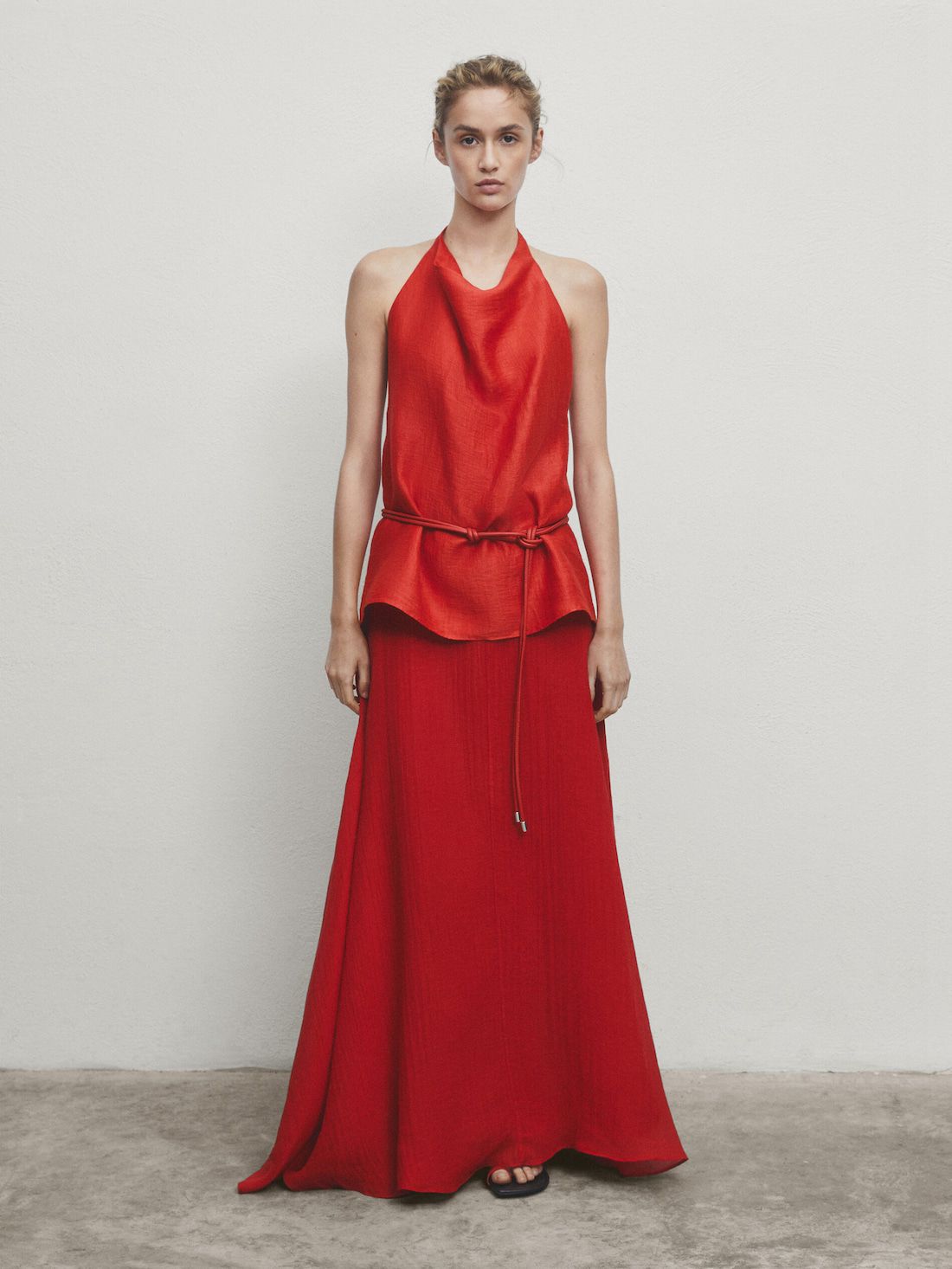 Massimo Dutti Open Back Halter Women Top Red | US-LQ7954032