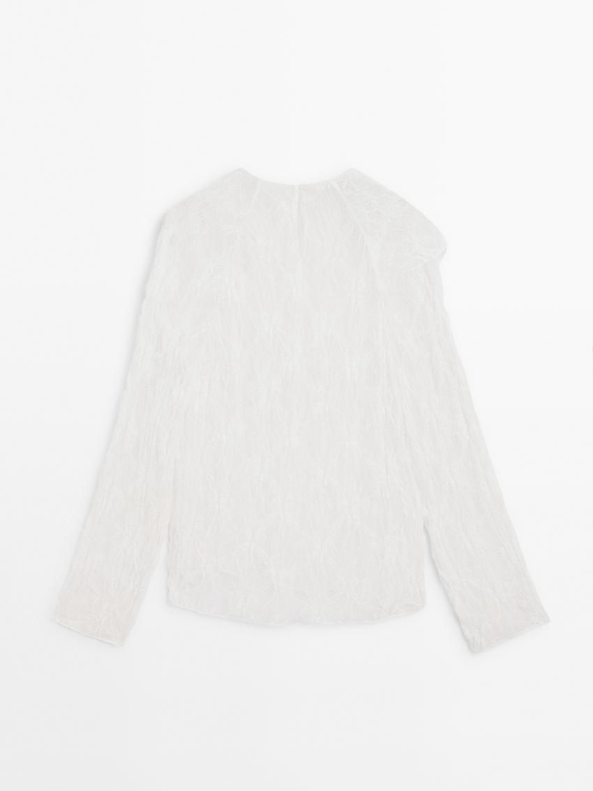 Massimo Dutti Openwork Knitted Lace Women Blouse White | US-UR5961872