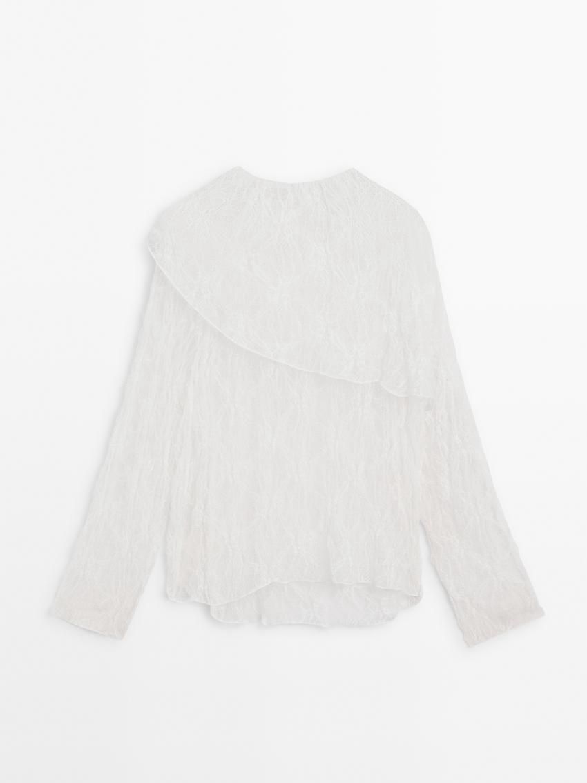 Massimo Dutti Openwork Knitted Lace Women Blouse White | US-UR5961872