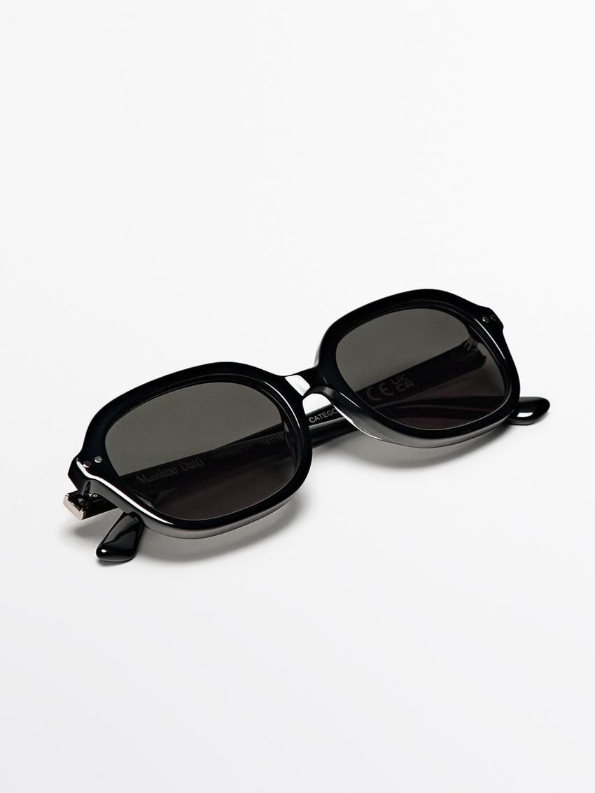 Massimo Dutti Oval Women Sunglasses Black | US-NP7692158