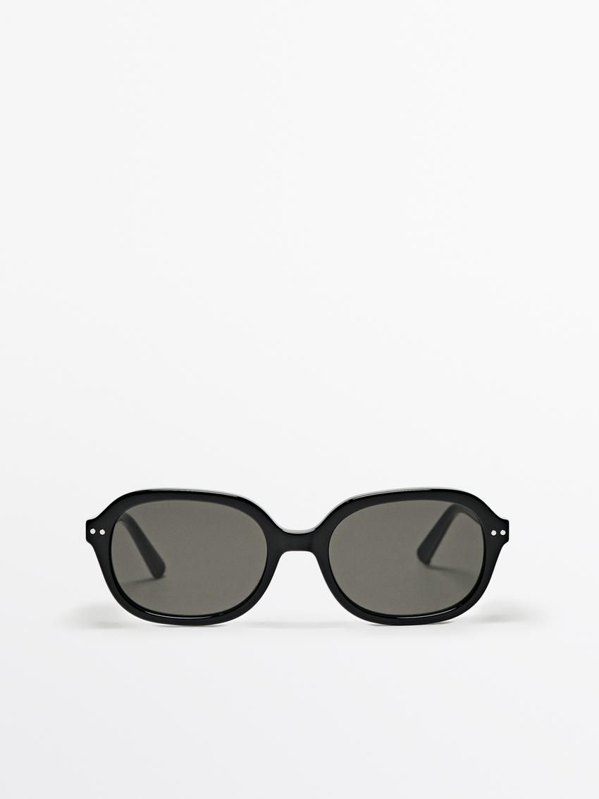 Massimo Dutti Oval Women Sunglasses Black | US-NP7692158