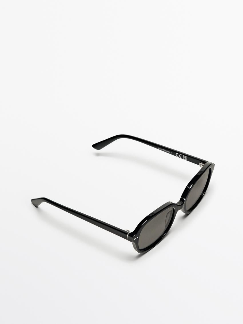 Massimo Dutti Oval Women Sunglasses Black | US-NP7692158