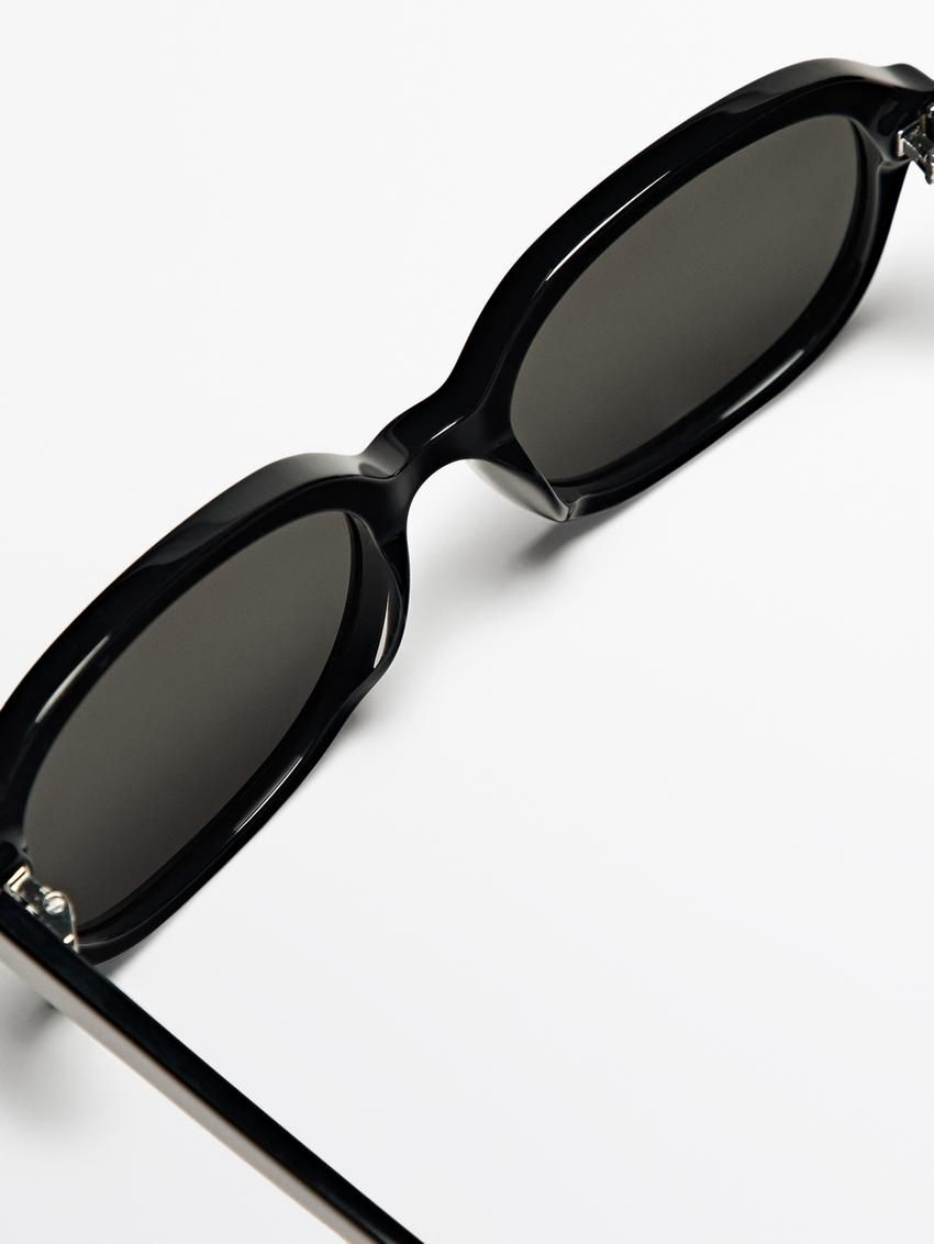 Massimo Dutti Oval Women Sunglasses Black | US-NP7692158