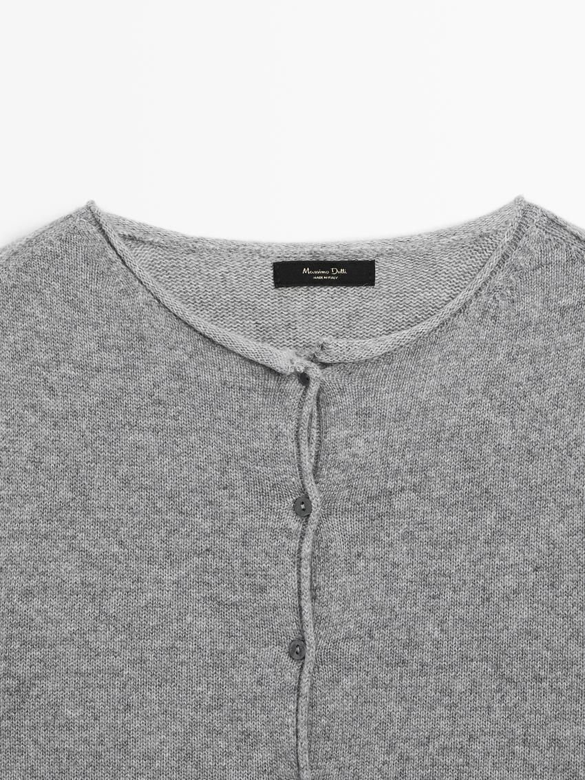 Massimo Dutti Overlocked Knit With Wool Women Cardigan Grey | US-WF9170452