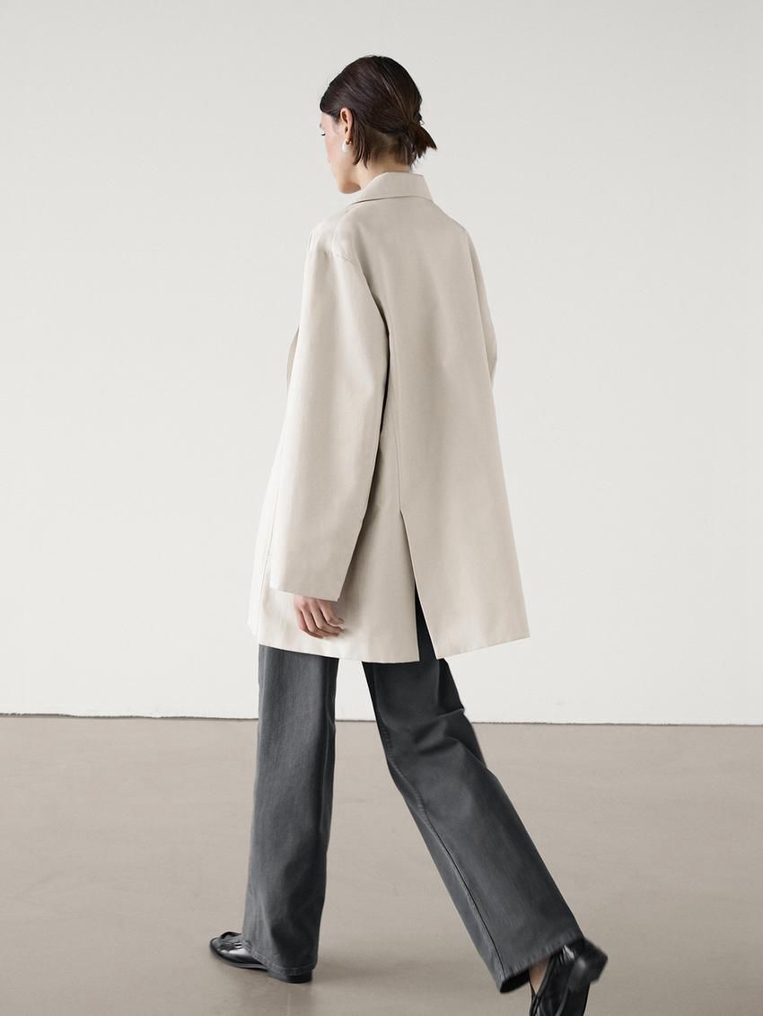 Massimo Dutti Oversize With Contrast Buttons Women Blazer Cream | US-OF8361925
