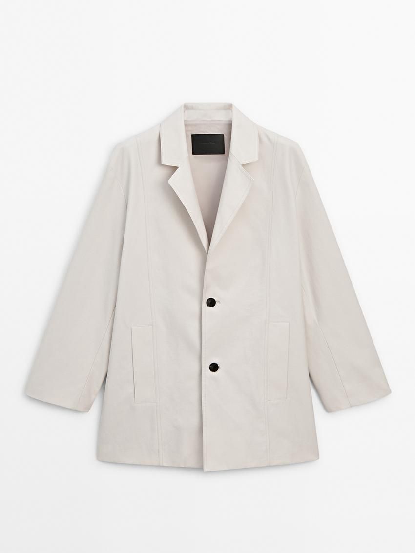 Massimo Dutti Oversize With Contrast Buttons Women Blazer Cream | US-OF8361925