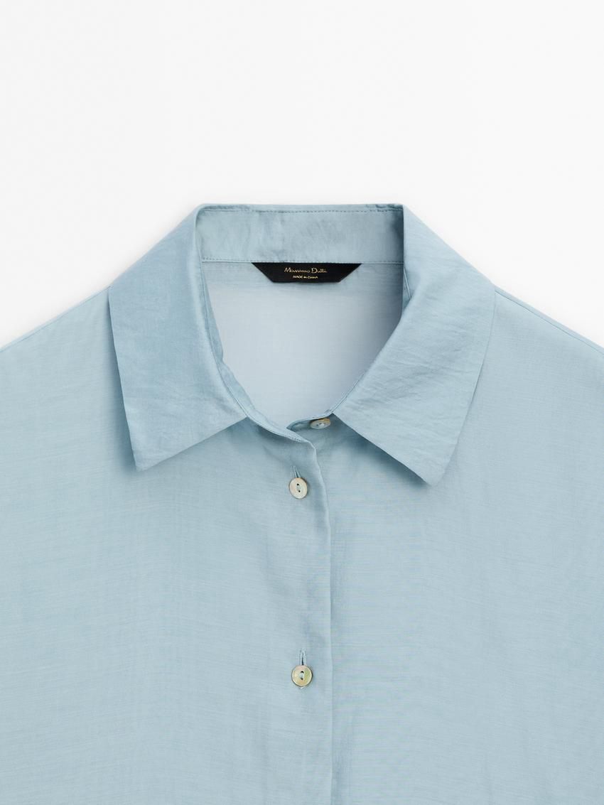 Massimo Dutti Oversize With Shirt Collar Women Blouse Blue | US-DQ4837950
