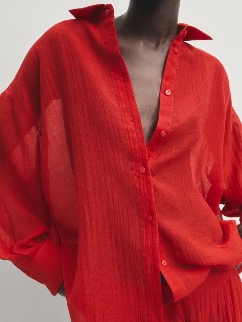Massimo Dutti Oversize Women Blouse Red | US-XN6453827