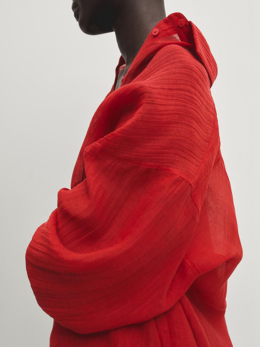 Massimo Dutti Oversize Women Blouse Red | US-XN6453827