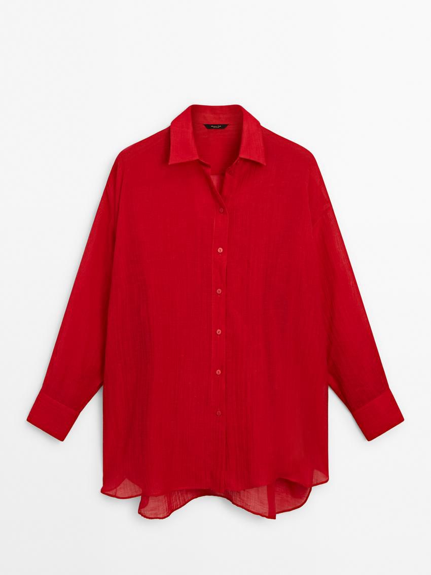 Massimo Dutti Oversize Women Blouse Red | US-XN6453827