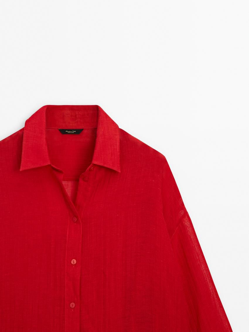 Massimo Dutti Oversize Women Blouse Red | US-XN6453827