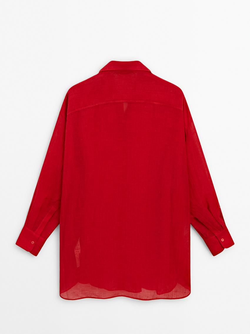 Massimo Dutti Oversize Women Blouse Red | US-XN6453827