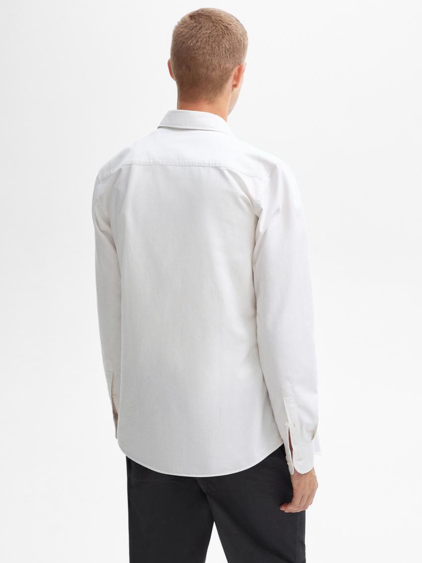 Massimo Dutti Oxford Striped Cotton Men Shirts Beige | US-UI6271089
