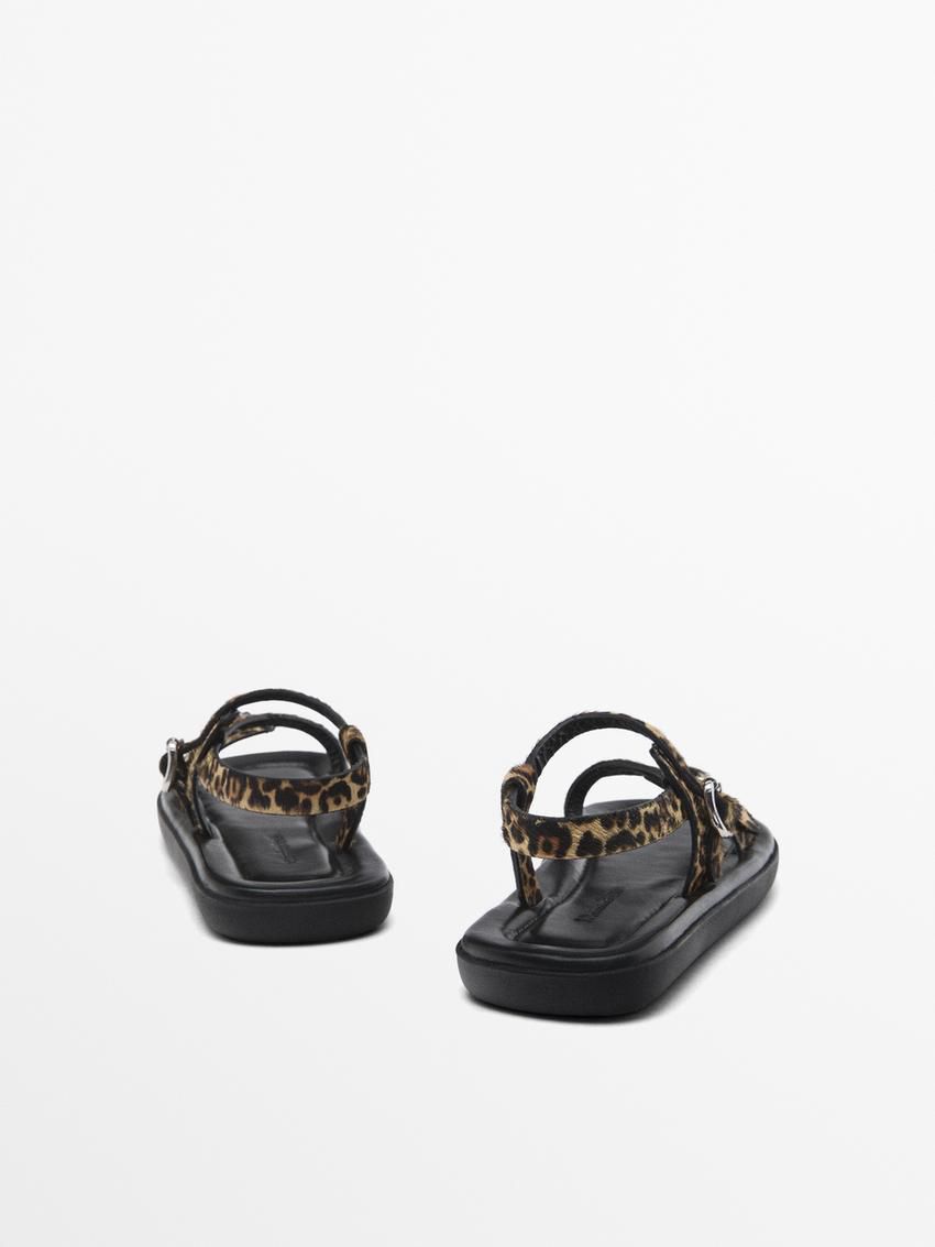 Massimo Dutti Padded Animal Print Women Sandals Leopard | US-ZA4713580
