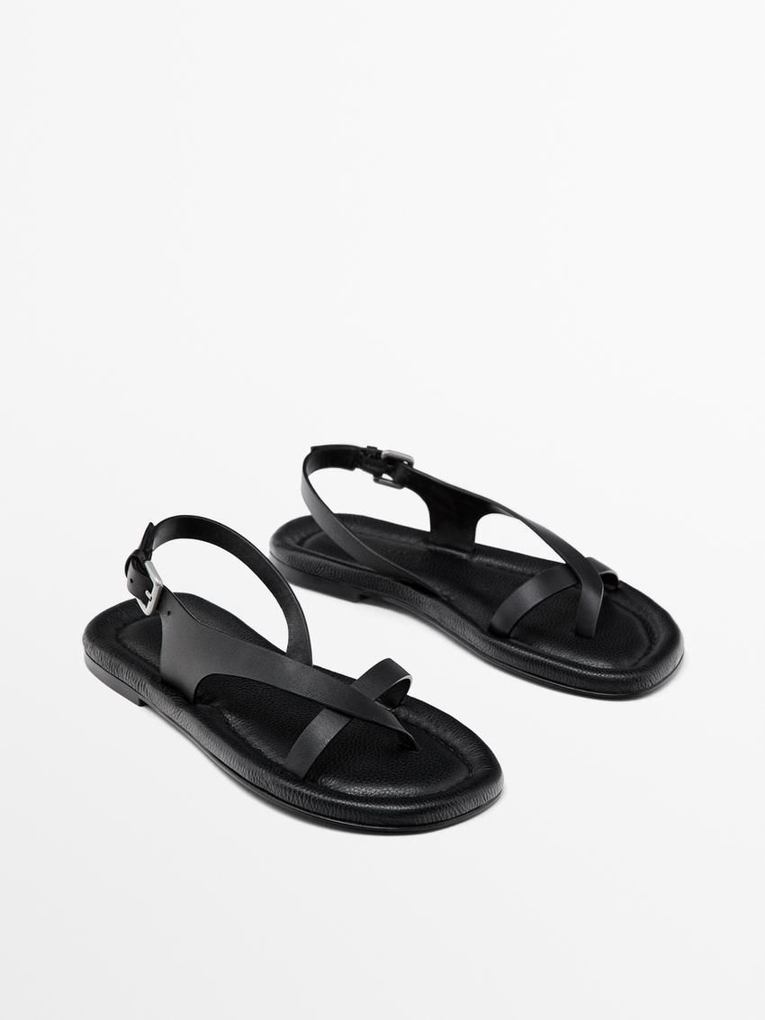 Massimo Dutti Padded Flat Women Sandals Black | US-QI2157698
