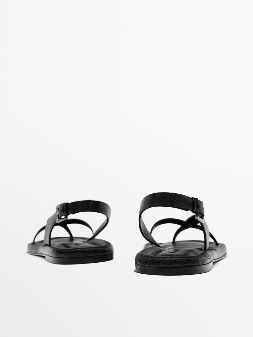 Massimo Dutti Padded Flat Women Sandals Black | US-QI2157698