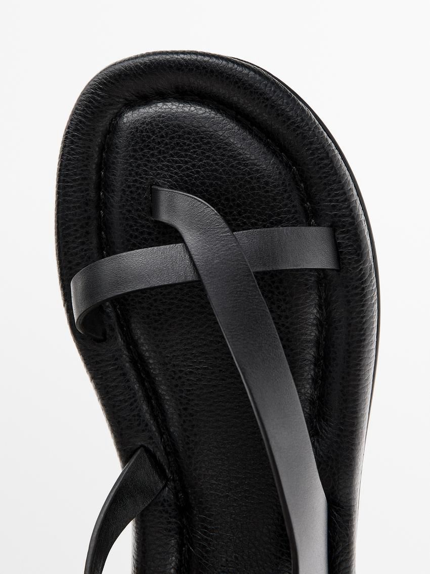 Massimo Dutti Padded Flat Women Sandals Black | US-QI2157698