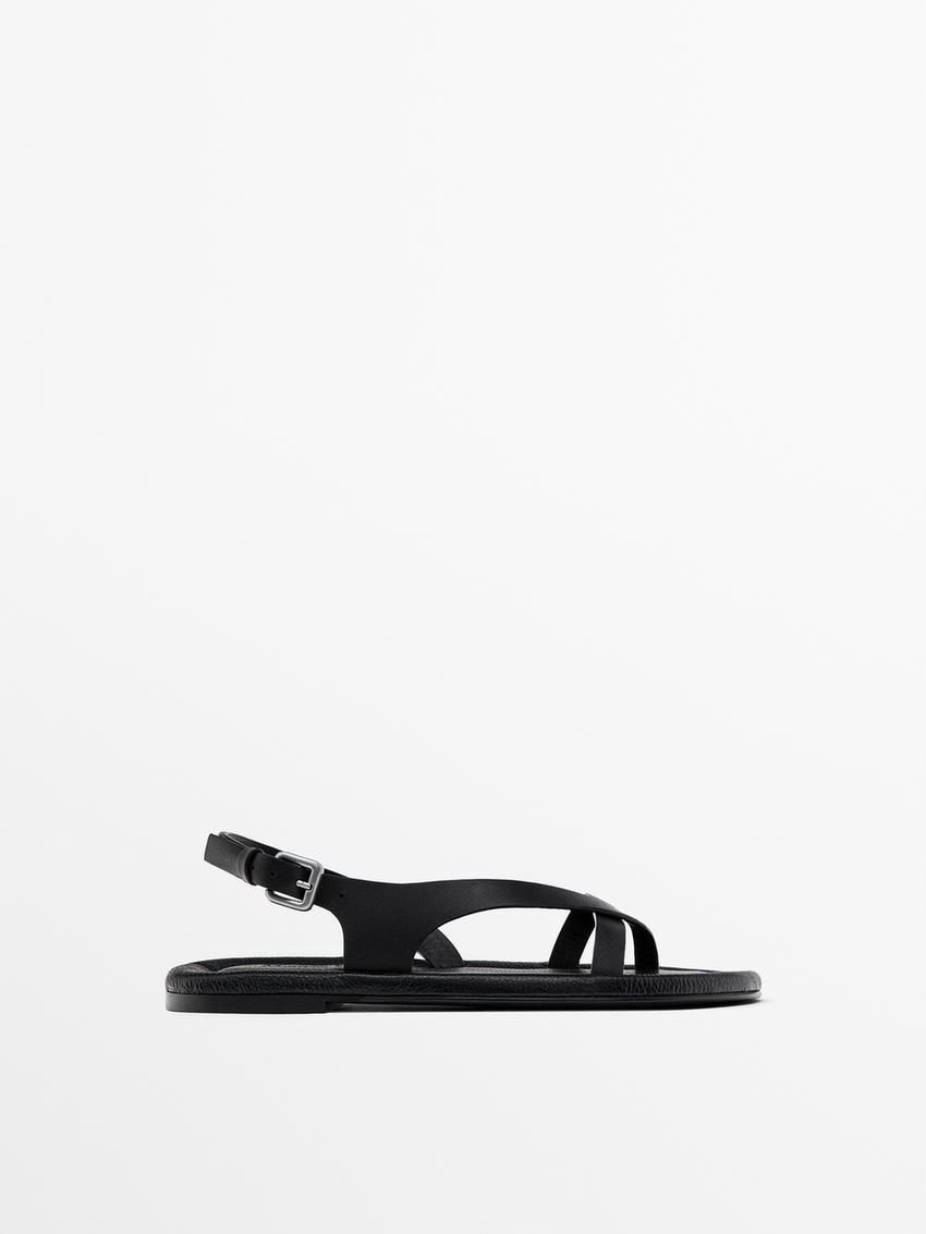 Massimo Dutti Padded Flat Women Sandals Black | US-QI2157698