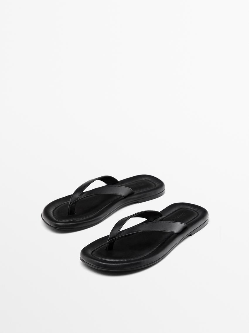Massimo Dutti Padded Women Flip Flops Black | US-PC2486091
