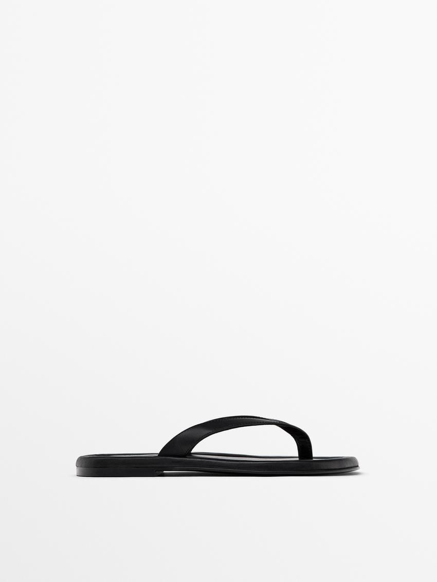 Massimo Dutti Padded Women Flip Flops Black | US-PC2486091