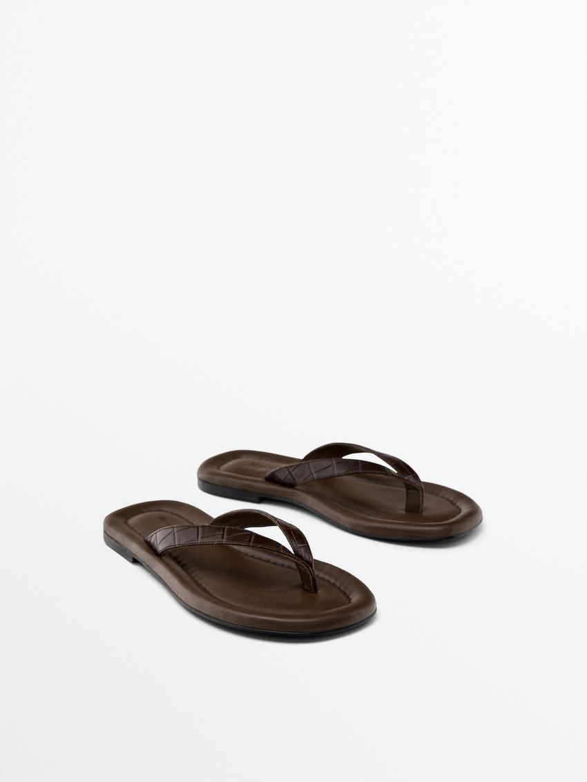 Massimo Dutti Padded Women Flip Flops Dark Brown | US-AN4386190