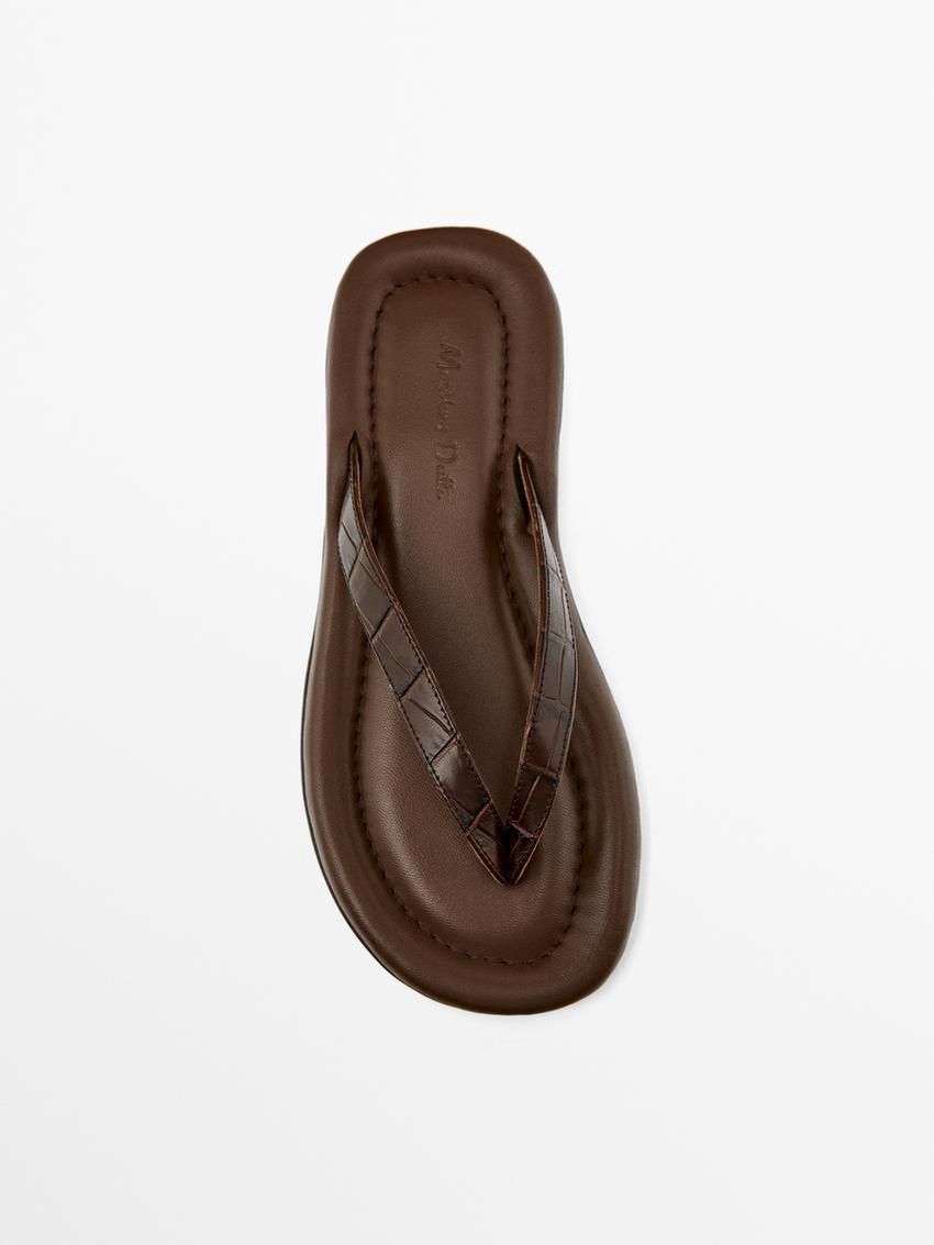 Massimo Dutti Padded Women Flip Flops Dark Brown | US-AN4386190