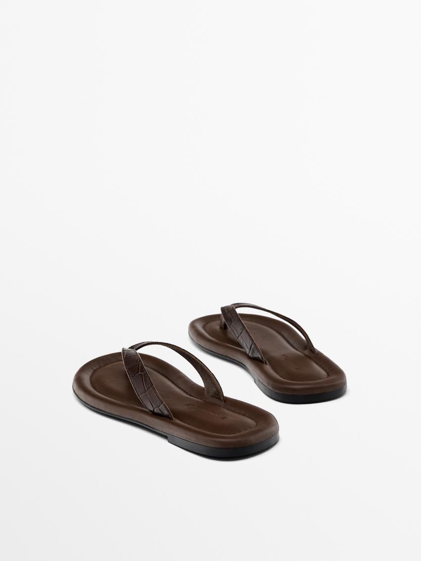 Massimo Dutti Padded Women Flip Flops Dark Brown | US-AN4386190