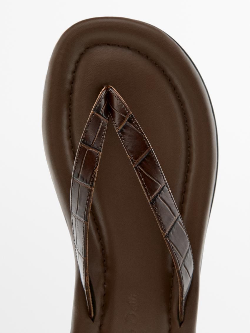 Massimo Dutti Padded Women Flip Flops Dark Brown | US-AN4386190