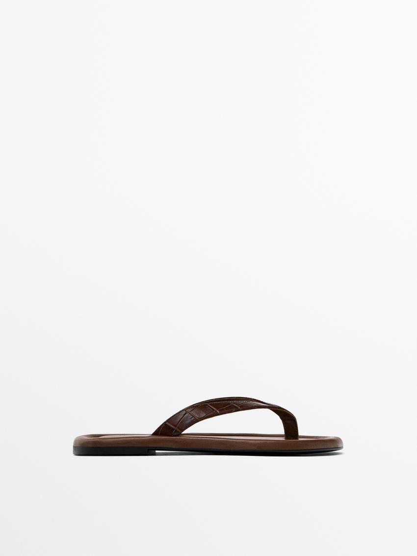 Massimo Dutti Padded Women Flip Flops Dark Brown | US-AN4386190