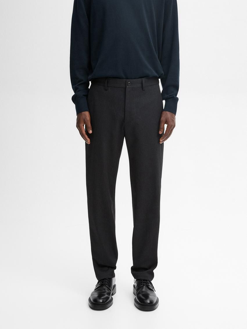 Massimo Dutti Pinstripe Jogger Fit Men Trousers Navy | US-VO7146250