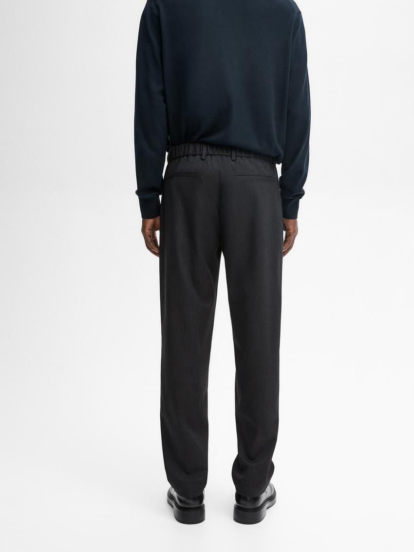 Massimo Dutti Pinstripe Jogger Fit Men Trousers Navy | US-VO7146250