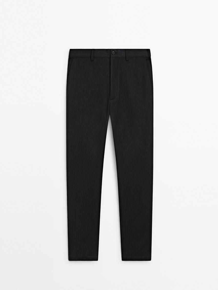 Massimo Dutti Pinstripe Jogger Fit Men Trousers Navy | US-VO7146250
