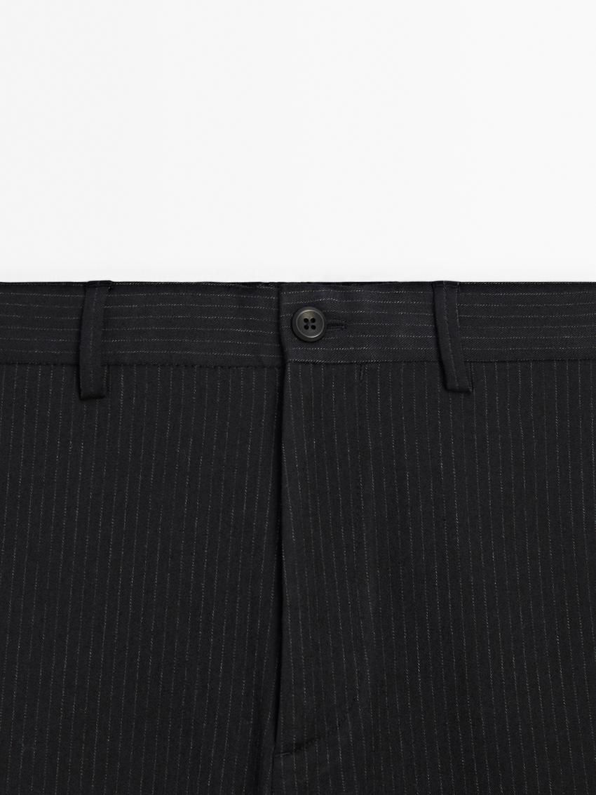 Massimo Dutti Pinstripe Jogger Fit Men Trousers Navy | US-VO7146250