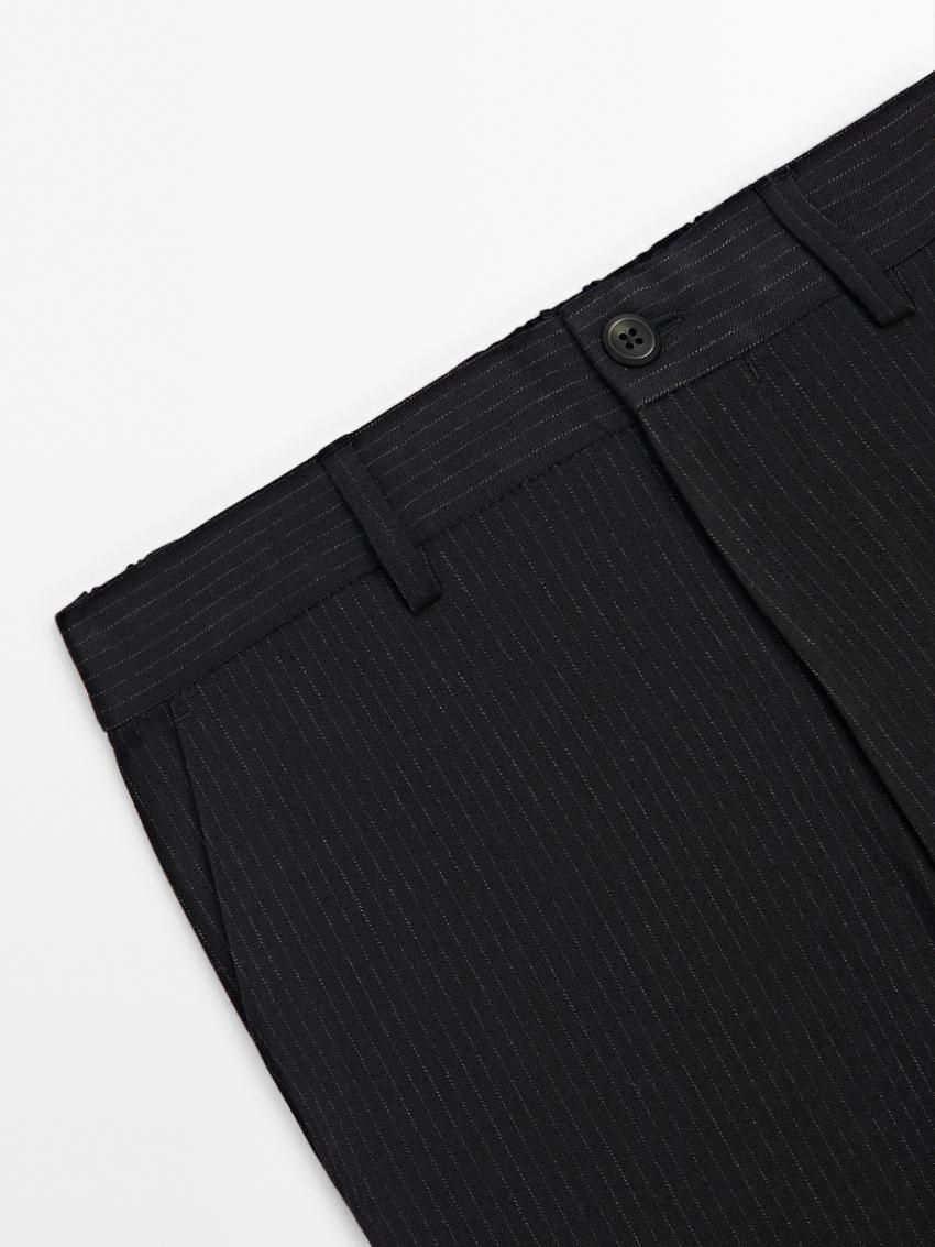Massimo Dutti Pinstripe Jogger Fit Men Trousers Navy | US-VO7146250