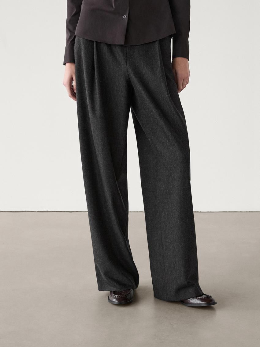 Massimo Dutti Pinstripe Women Trousers Black | US-KN3976185