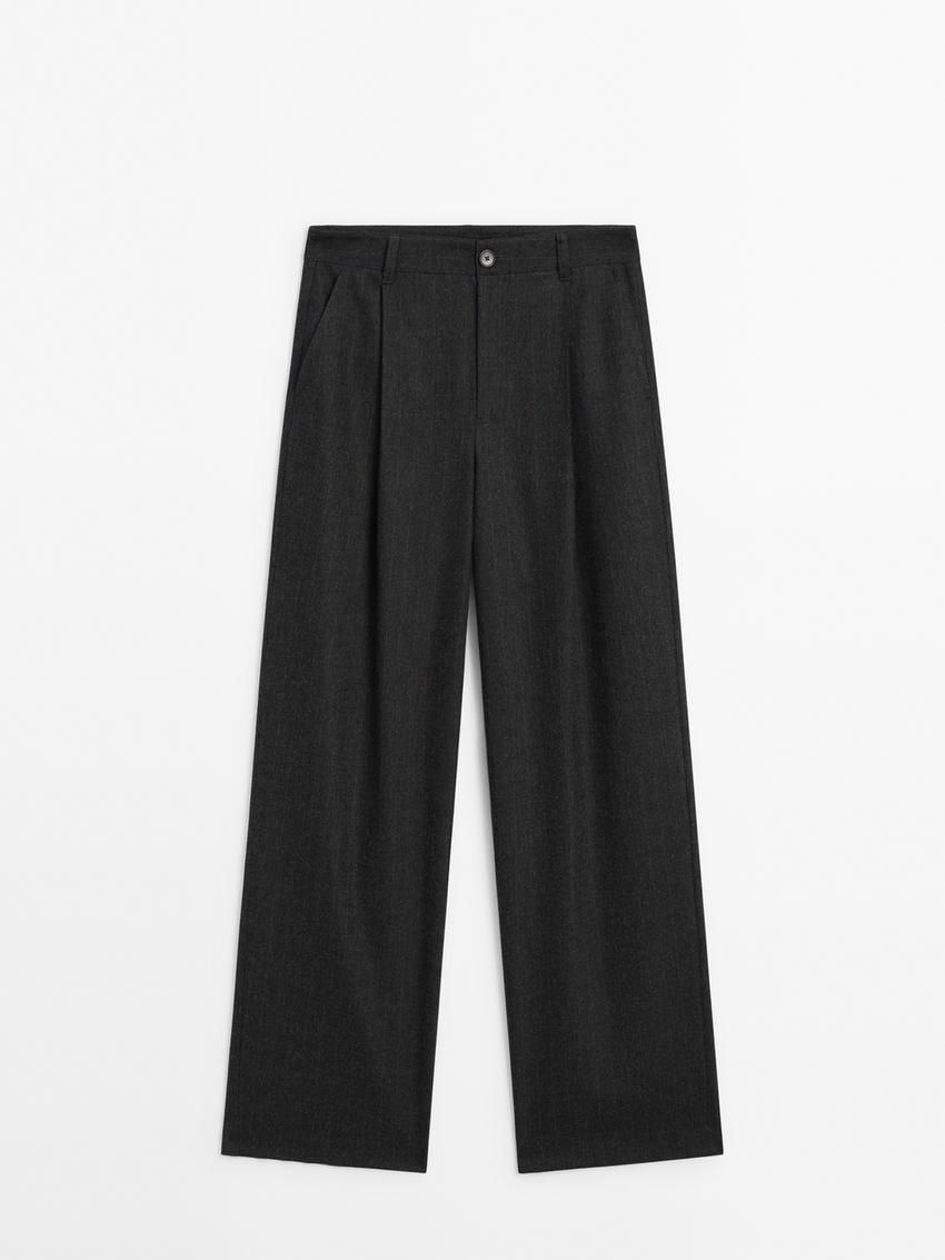 Massimo Dutti Pinstripe Women Trousers Black | US-KN3976185