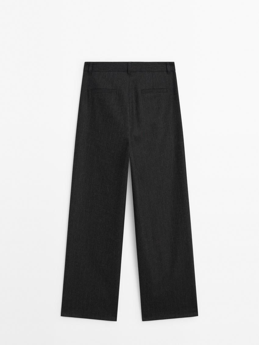 Massimo Dutti Pinstripe Women Trousers Black | US-KN3976185