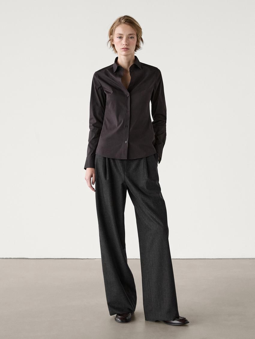 Massimo Dutti Pinstripe Women Trousers Black | US-KN3976185