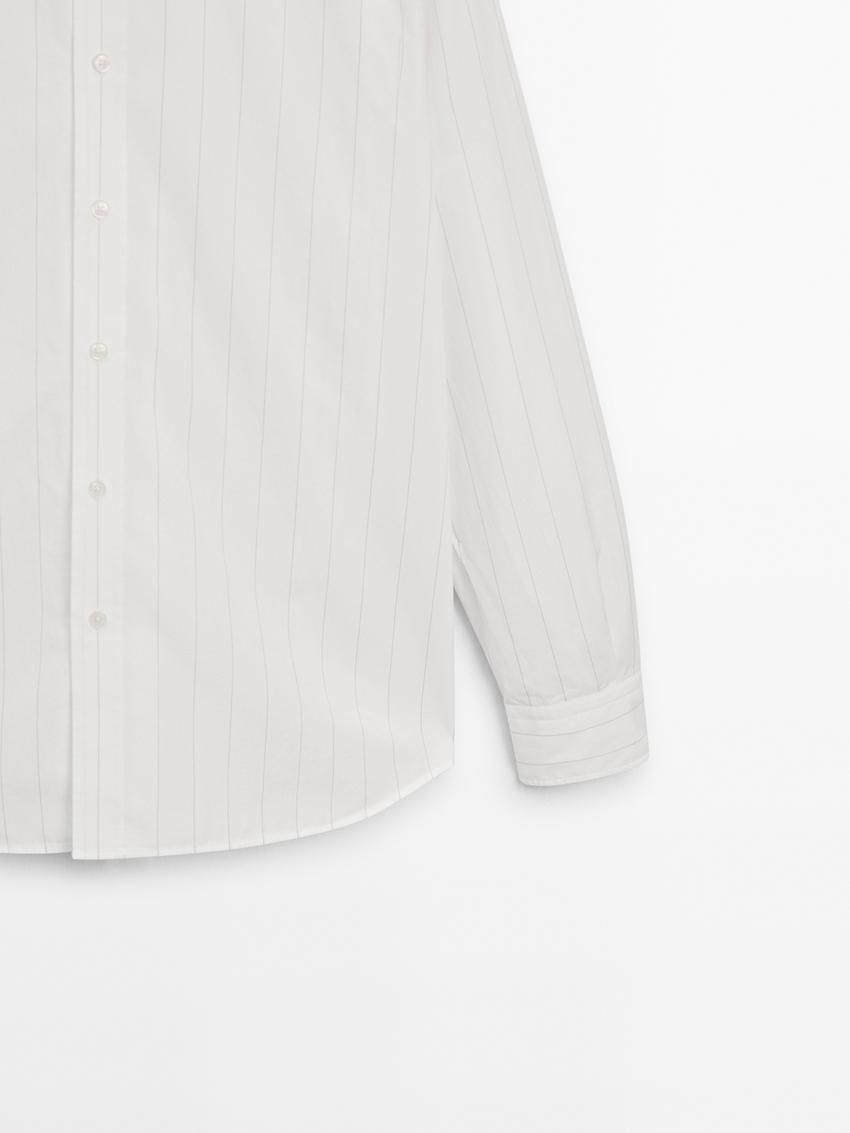 Massimo Dutti Pinstriped Poplin Men Shirts White | US-YE1234890