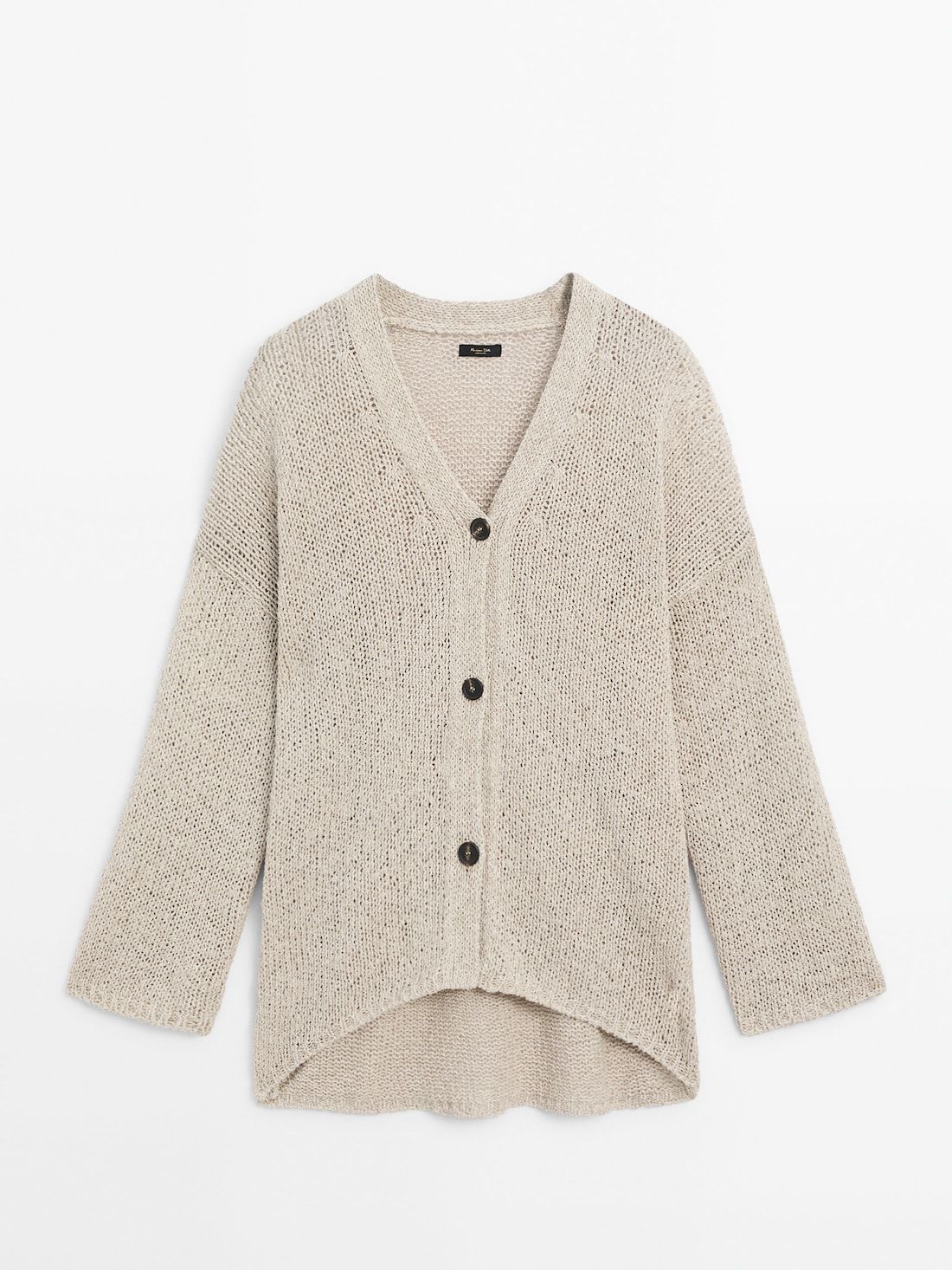 Massimo Dutti Plain Knit Button-up Women Cardigan Beige | US-SB0635719
