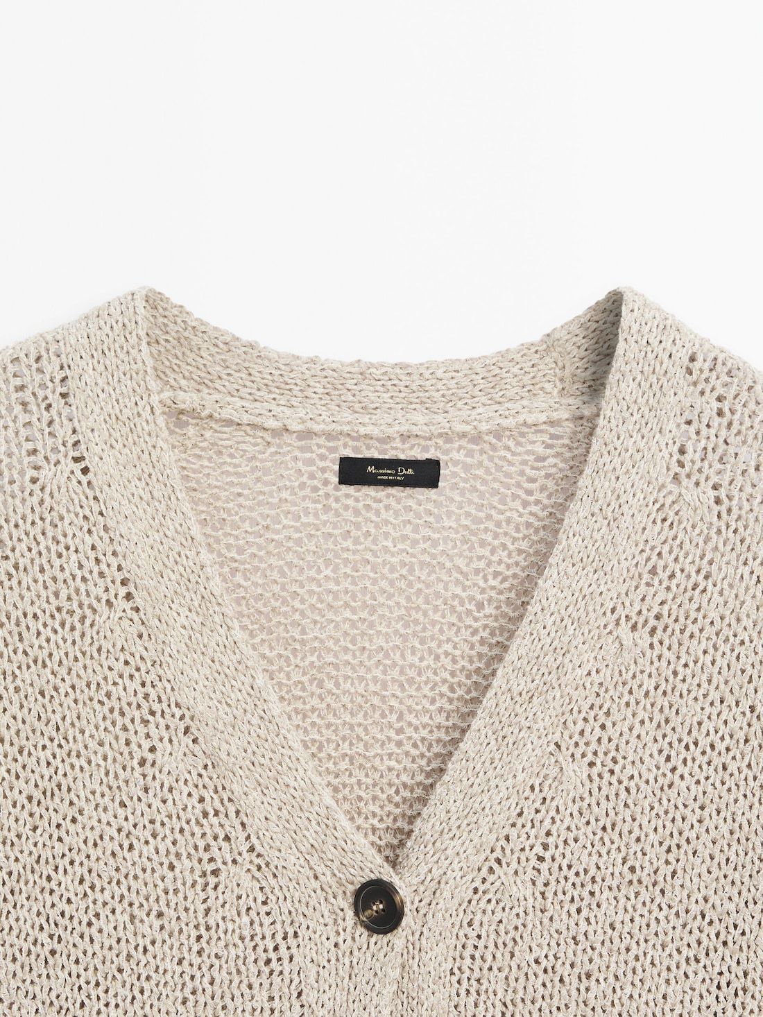Massimo Dutti Plain Knit Button-up Women Cardigan Beige | US-SB0635719