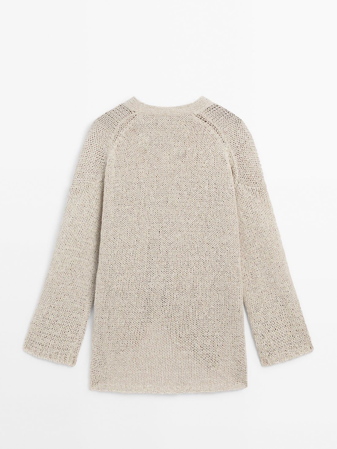 Massimo Dutti Plain Knit Button-up Women Cardigan Beige | US-SB0635719