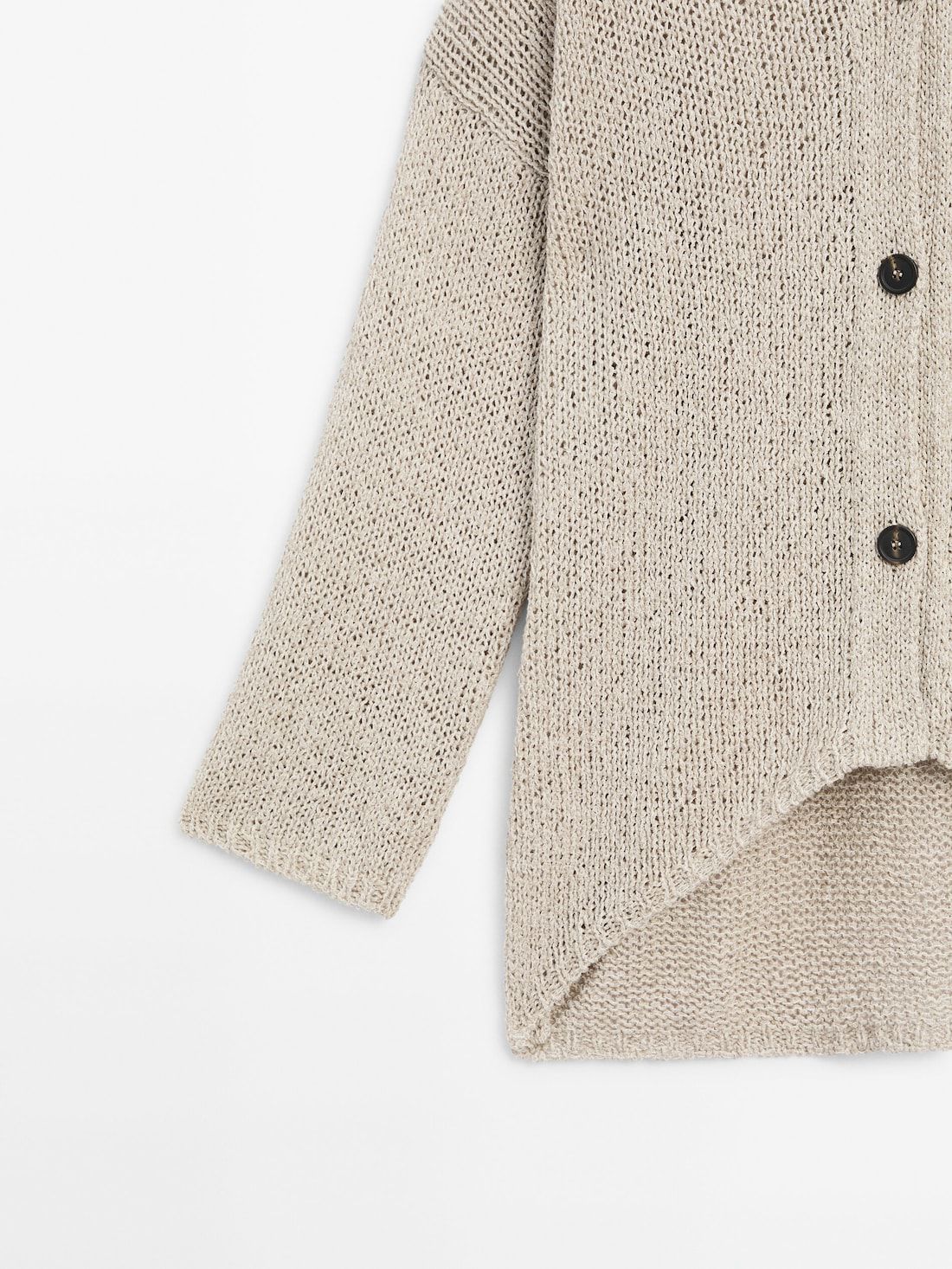 Massimo Dutti Plain Knit Button-up Women Cardigan Beige | US-SB0635719