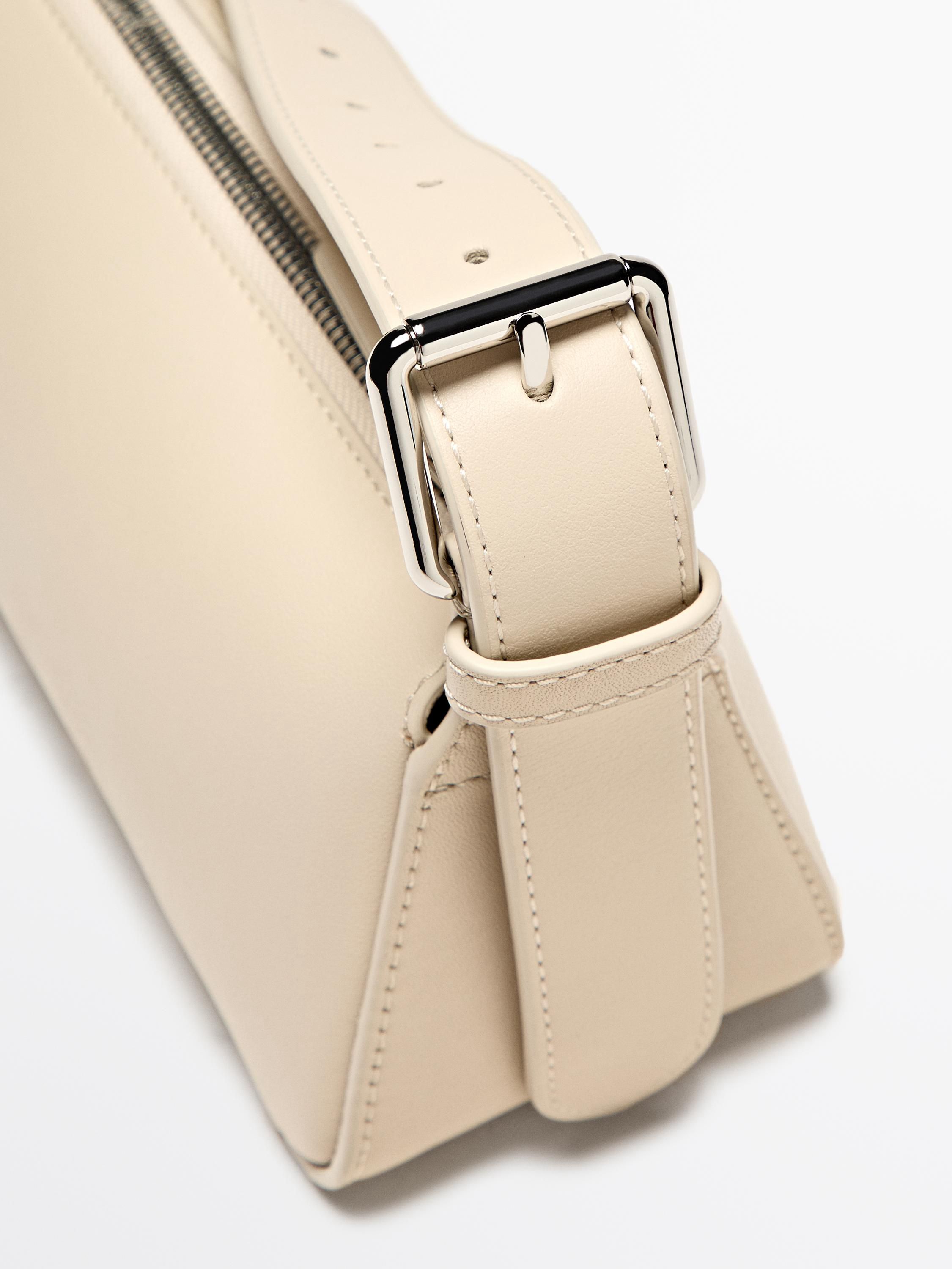 Massimo Dutti Plain Mini Leather Women Shoulder Bag Beige | US-HP2938714