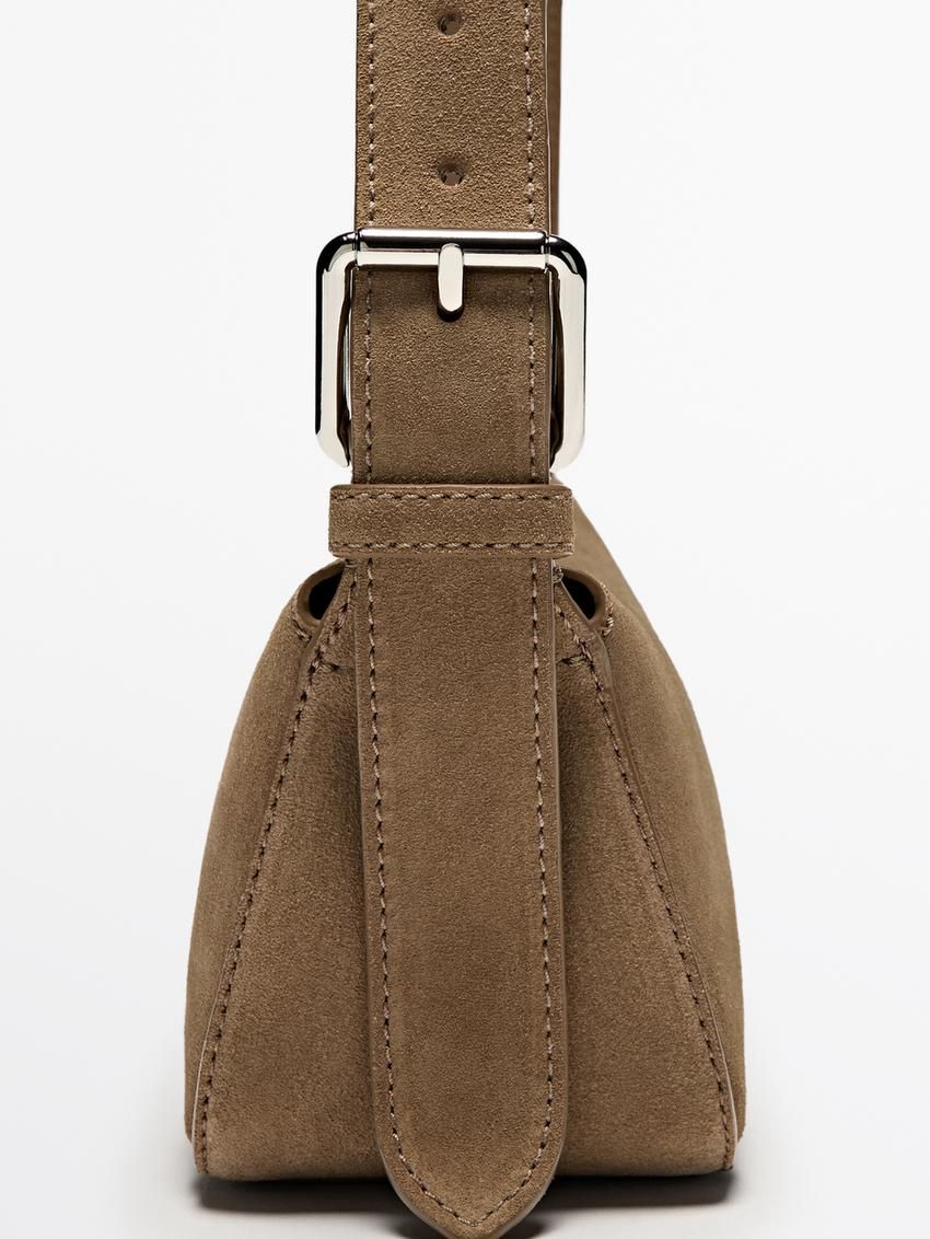 Massimo Dutti Plain Mini Leather Women Shoulder Bag Brown | US-TR9185706