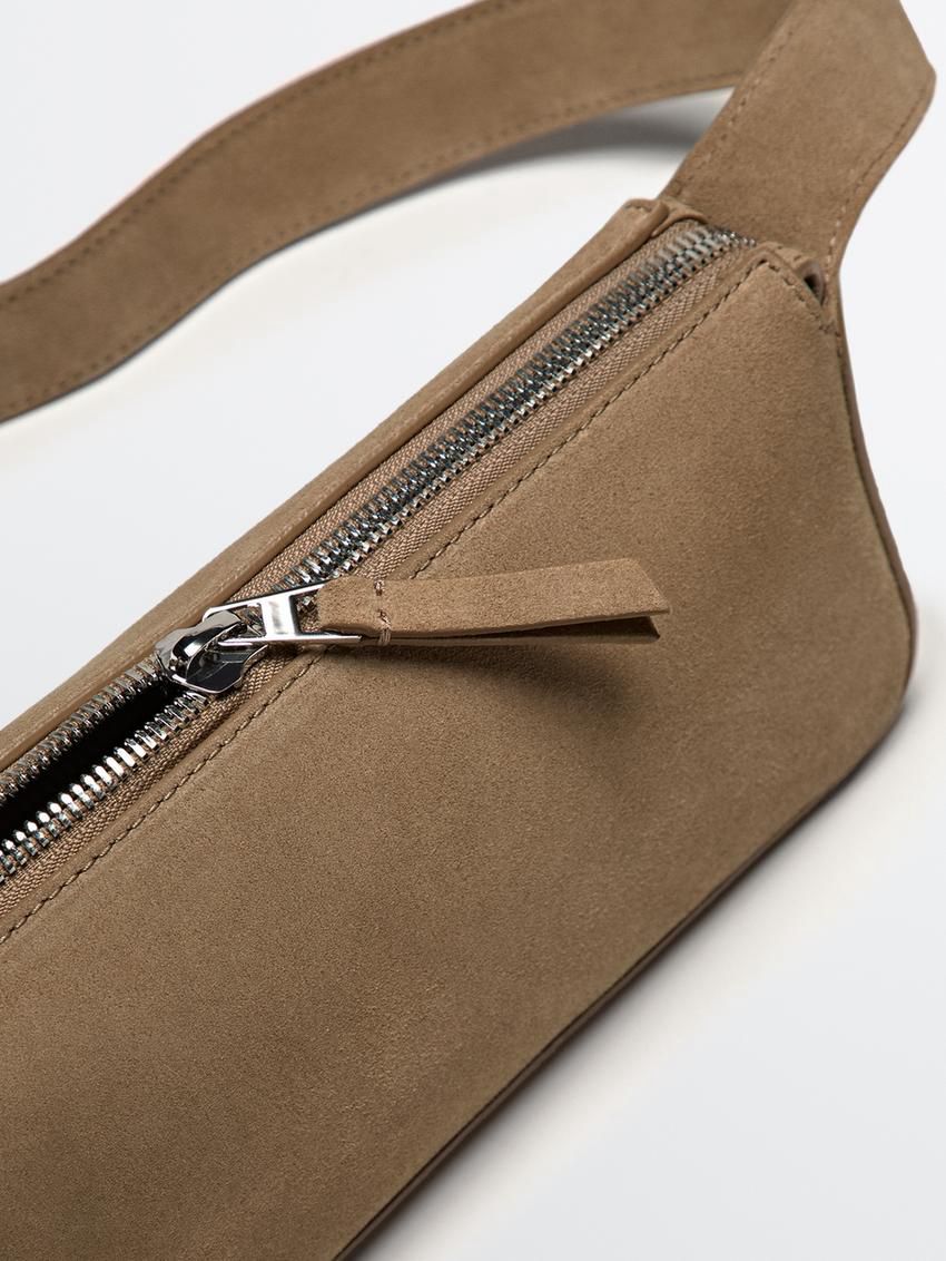 Massimo Dutti Plain Mini Leather Women Shoulder Bag Brown | US-TR9185706